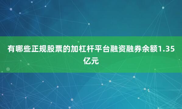 有哪些正规股票的加杠杆平台融资融券余额1.35亿元